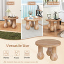 24" Small Solid Mahogany Wood Coffee Table with Thickened Top and Column Legs
