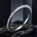 925 Sterling Silver Platinum Plated CZ Pavé Setting Ring Size 5.0 for Women