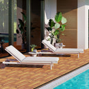 Acacia Wood Interlocking Deck Tiles - 12 Pieces, 24x12 Inch