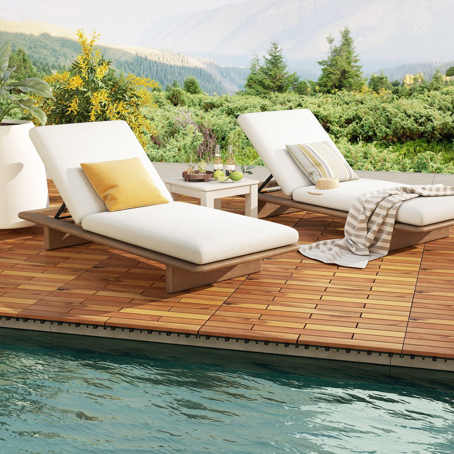 Acacia Wood Interlocking Deck Tiles 24x12 Inch - 48 Pack