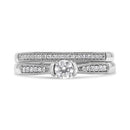 .925 Sterling Silver 1/3 Cttw Diamond Classic Engagement Ring Bridal Set with Milgrain (I-J Color, I3 Clarity) - Ring Size 7