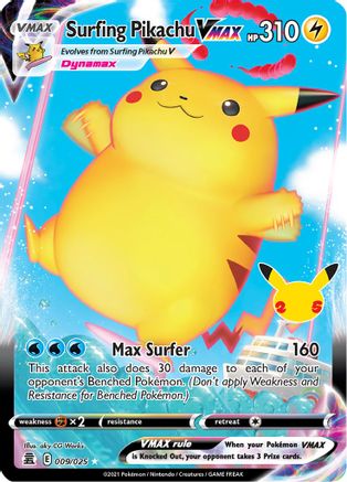 Surfing Pikachu VMAX 009/025 - Celebrations Holofoil