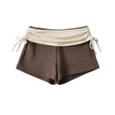 Fashion Stitching Side Drawstring Hot Pants