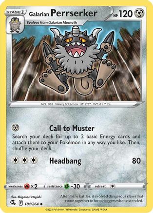 Galarian Perrserker 181/264 - SWSH08 Fusion Strike Reverse Holofoil