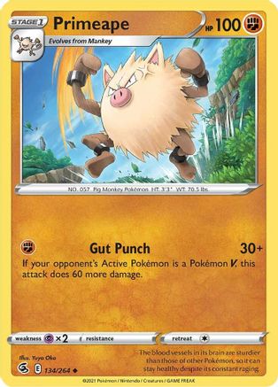 Primeape 134/264 - SWSH08 Fusion Strike Reverse Holofoil