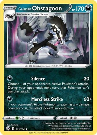 Galarian Obstagoon 161/264 - SWSH08 Fusion Strike Reverse Holofoil