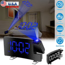 Projection Alarm Clock with Radio Function 7.7In Curved-Screen LED Digital Alarm Clock w/ Dual Alarms 4 Dimmer 12/24 Hour USB Charging Port 180¡ Rotat