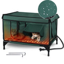 Waterproof Heated Cat House Outdoor Weatherproof Insulated Kitty Shelter Feral Cat Heating Bed with Heating Pad Anti-Chew Cord 2 Doors 3 Windows for I