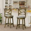 25/30 Inch Swivel Bar Stools Set of 2 with Backrests and Wood Frame