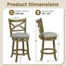 25/30 Inch Swivel Bar Stools Set of 2 with Backrests and Wood Frame