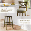 25/30 Inch Swivel Bar Stools Set of 2 with Backrests and Wood Frame