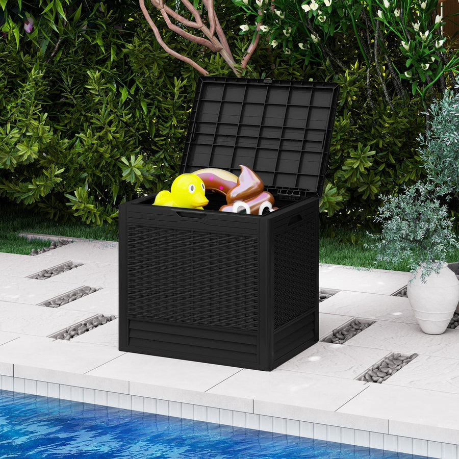 25 Gallon Outdoor Storage Box with Rattan Pattern