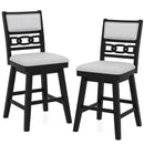 25 Inch Bar Stools Set of 2 with Upholstered Backrest and 360¬∞ Rotation Seat-Black