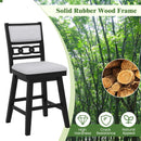 25 Inch Bar Stools Set of 2 with Upholstered Backrest and 360¬∞ Rotation Seat-Black