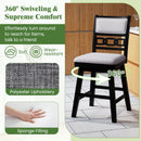 25 Inch Bar Stools Set of 2 with Upholstered Backrest and 360¬∞ Rotation Seat-Black