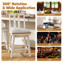 25 Inch Modern Bar Stools Set of 2 with Upholstered and 360¬∞ Rotation Seat-White