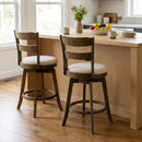 25 Inch Swivel Counter Barstools with Backrest & Upholstered Seat