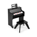 25 Keys Kids Piano Keyboard with Stool Mini Digital Piano Wooden Toy with Adjustable Speed and Volume