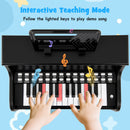 25 Keys Kids Piano Keyboard with Stool Mini Digital Piano Wooden Toy with Adjustable Speed and Volume