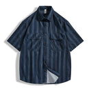 Men's Summer Seersucker Striped Short Sleeve Shirt