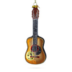 Rocking' Glittered Guitar Blown Glass Christmas Ornament