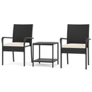 3 Piece Patio Furniture Set with Seat Cushions and Tempered Glass Tabletop