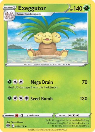 Exeggutor 002/172 - SWSH09 Brilliant Stars Reverse Holofoil