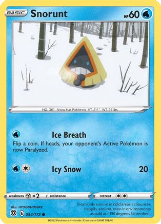 Snorunt 034/172 - SWSH09 Brilliant Stars Reverse Holofoil