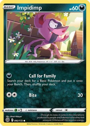 Impidimp 092/172 - SWSH09 Brilliant Stars Reverse Holofoil