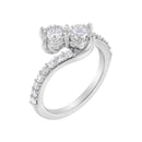 10K White Gold Two-Stone Miracle-Set Diamond Bypass Ring (1 Cttw, H-I Color, I1-I2 Clarity) - Size 6