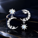 925 Sterling Silver Earrings with Translucent Opal and CZ in Oxidized Finish
