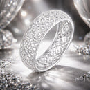 925 Sterling Silver & Platinum Plated Pavé CZ Ring Size 6 for Women