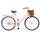 26" Beach Cruiser Bike for Women with Basket and Rear Rack