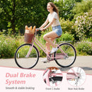 26" Beach Cruiser Bike for Women with Basket and Rear Rack