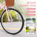 26" Beach Cruiser Bike for Women with Basket and Rear Rack