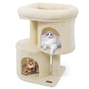 26 Inch Cat Tower with Large Padded Push Perch and Dual Condos