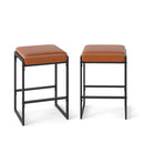 26 inch Bar Stools Set of 2 Counter Height Barstools with Faux Leather Upholstered Seat