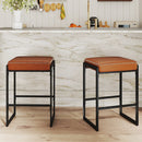 26 inch Bar Stools Set of 2 Counter Height Barstools with Faux Leather Upholstered Seat