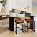 26 inch Bar Stools Set of 2 Counter Height Barstools with Faux Leather Upholstered Seat