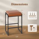 26 inch Bar Stools Set of 2 Counter Height Barstools with Faux Leather Upholstered Seat
