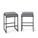 26 inch Bar Stools Set of 2 Counter Height Barstools with Faux Leather Upholstered Seat