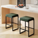 26 inch Bar Stools Set of 2 Counter Height Barstools with Faux Leather Upholstered Seat