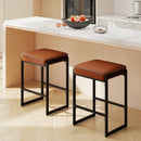 26 inch Bar Stools Set of 4 Counter Height Barstools with Faux Leather Upholstered Seat