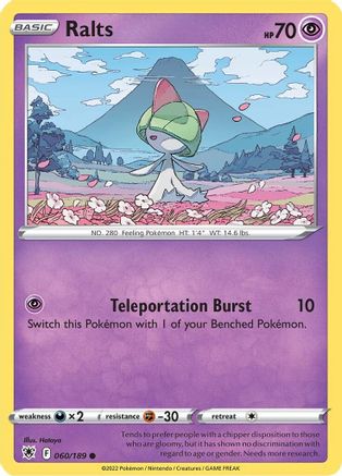 Ralts 060/189 - SWSH10 Astral Radiance Reverse Holofoil
