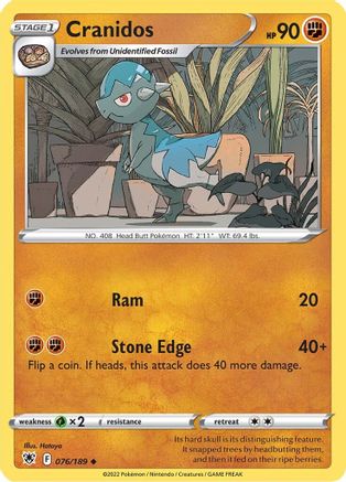 Cranidos 076/189 - SWSH10 Astral Radiance Reverse Holofoil