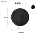 Black Crystal Ceramic Dessert Plate Round Flat Plate