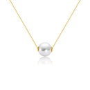 18K Gold Round Pearl Necklace Clavicle Chain