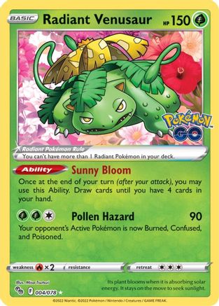 Radiant Venusaur 004/078 - Pokemon GO Holofoil