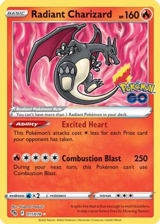 Radiant Charizard 011/078 - Pokemon GO Holofoil