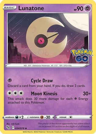 Lunatone 034/078 - Pokemon GO Reverse Holofoil